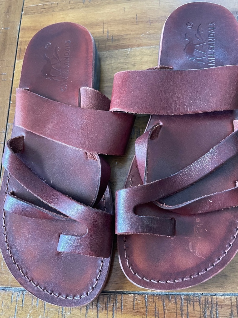 Camel Leather Sandals - Size 42